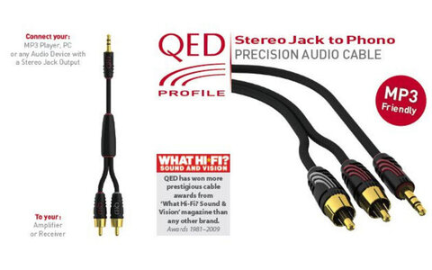 QED QE5091 Przewód Jack Stereo - 2 x RCA 3m