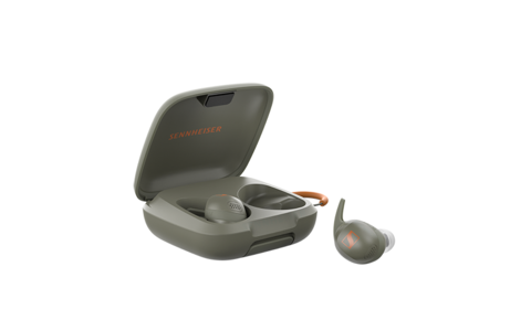 Bezprzewodowe Słuchawki z ANC Sennheiser MOMENTUM Sport Oliwkowe Salon Poznań Wrocław case front side