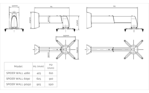 Uchwyt Ścienny do Projektora Suprema Spider Wall 6090 Srebrny